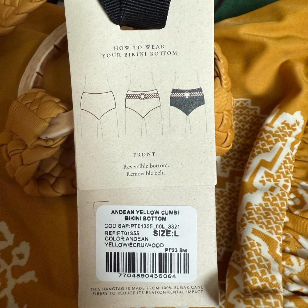 Johanna Ortiz Andean Cumbi Reversible Bikini Bottom NWT Large Swimwear - Picture 3 of 7